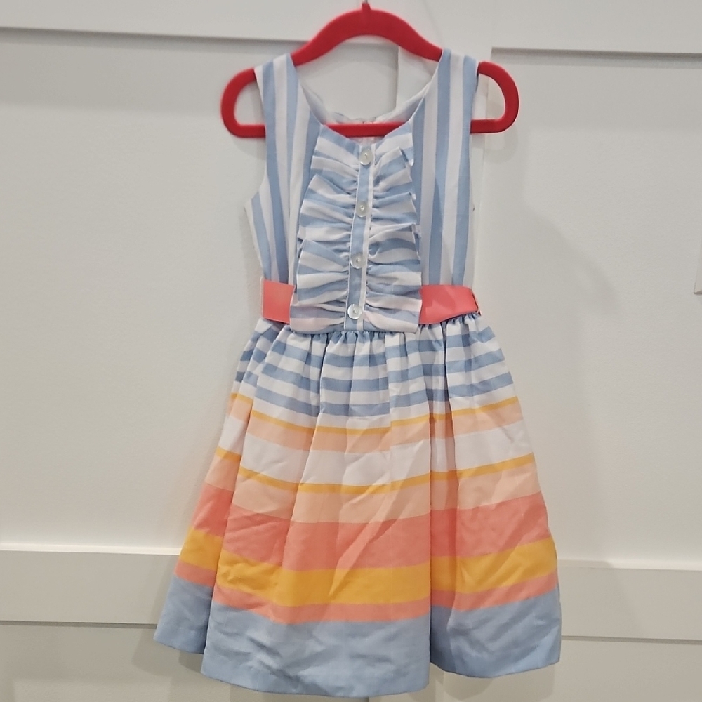 Colorful Striped Dress with Ruffle Detail Size 5